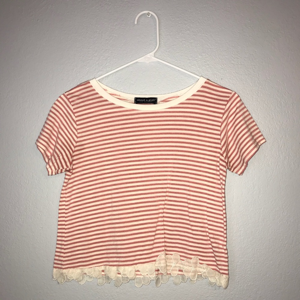 Striped Top w/ Floral accents at bottom